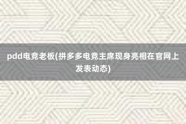 pdd电竞老板(拼多多电竞主席现身亮相在官网上发表动态)