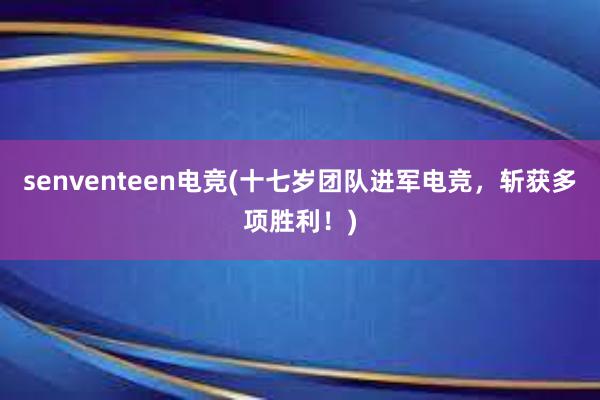 senventeen电竞(十七岁团队进军电竞，斩获多项胜利！)