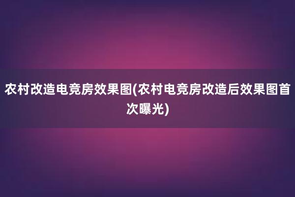 农村改造电竞房效果图(农村电竞房改造后效果图首次曝光)