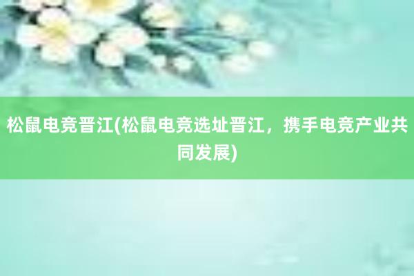 松鼠电竞晋江(松鼠电竞选址晋江，携手电竞产业共同发展)