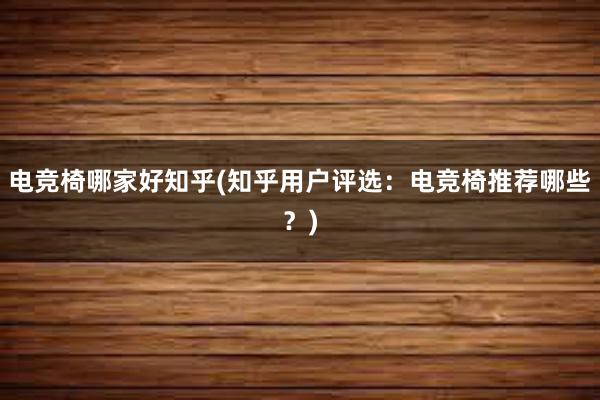 电竞椅哪家好知乎(知乎用户评选：电竞椅推荐哪些？)