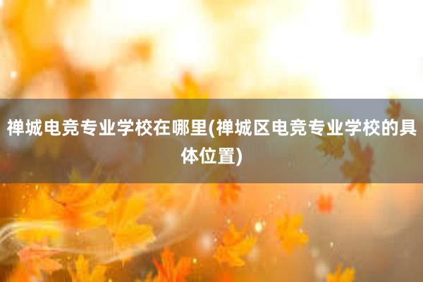 禅城电竞专业学校在哪里(禅城区电竞专业学校的具体位置)