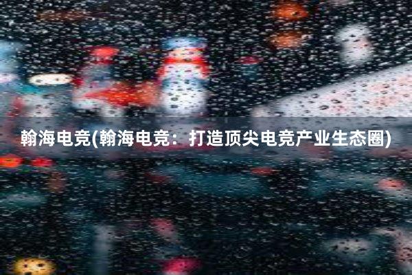 翰海电竞(翰海电竞：打造顶尖电竞产业生态圈)