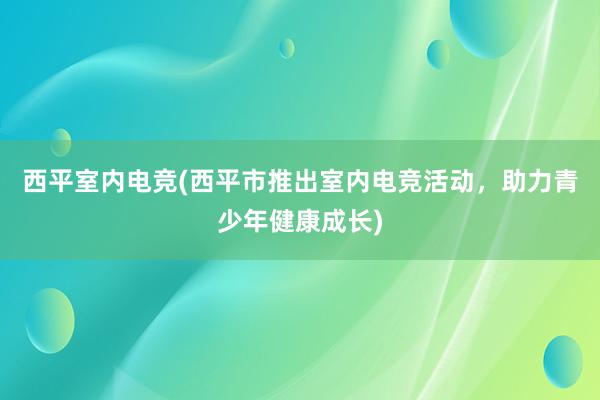 西平室内电竞(西平市推出室内电竞活动，助力青少年健康成长)