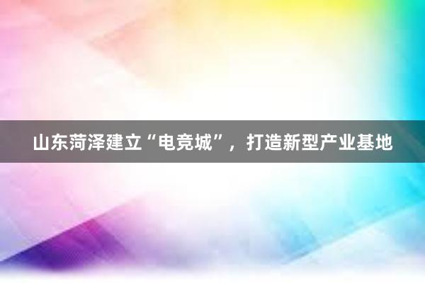 山东菏泽建立“电竞城”，打造新型产业基地