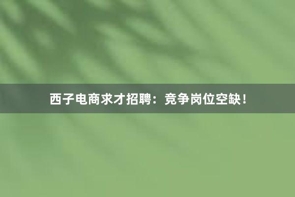 西子电商求才招聘：竞争岗位空缺！